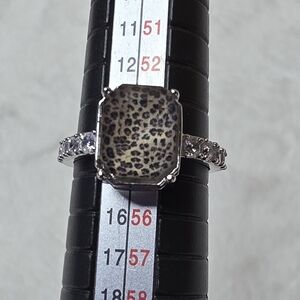 Leopard Pattern 925 Silver Ring Sz 7